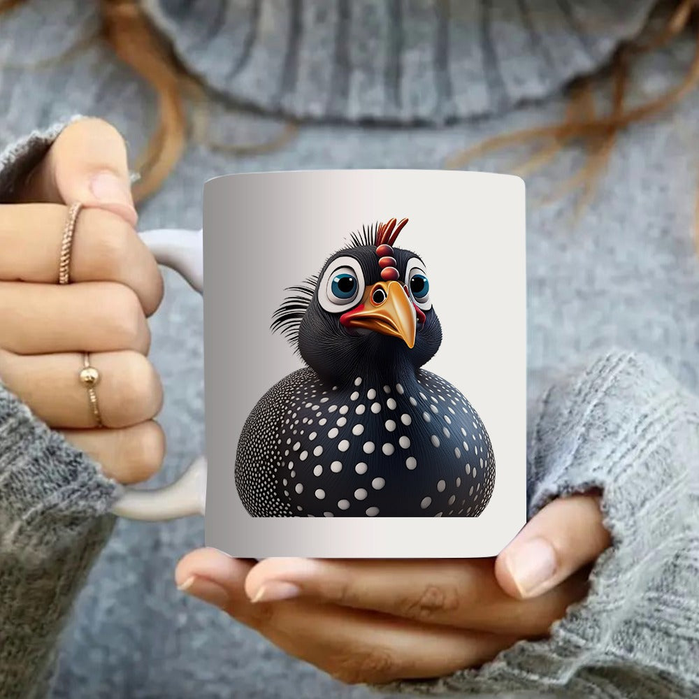 Tailorly White Ceramic 11 oz Mug - adorable cartoon chicken