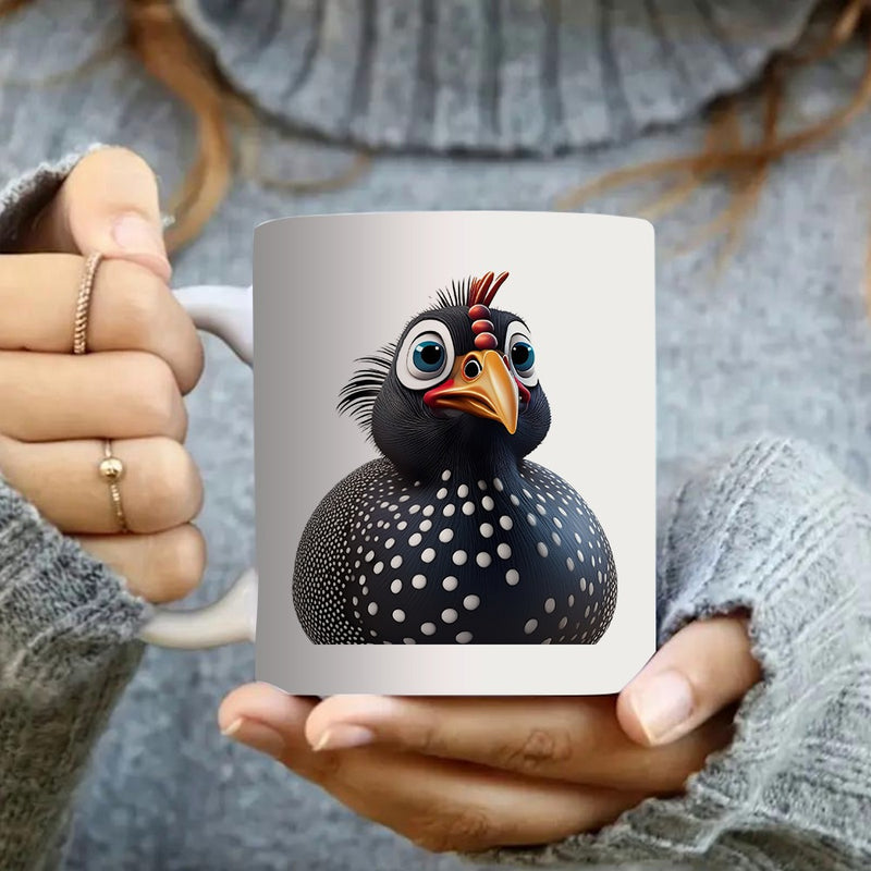 Tailorly White Ceramic 11 oz Mug - adorable cartoon chicken