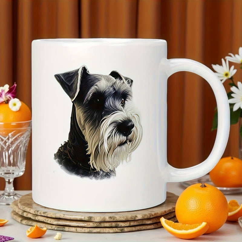 Tailorly White Ceramic 11 oz Mug - schnauzer design