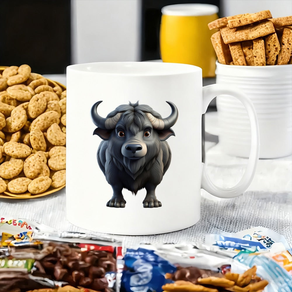 Tailorly White Ceramic 11 oz Mug - bull design
