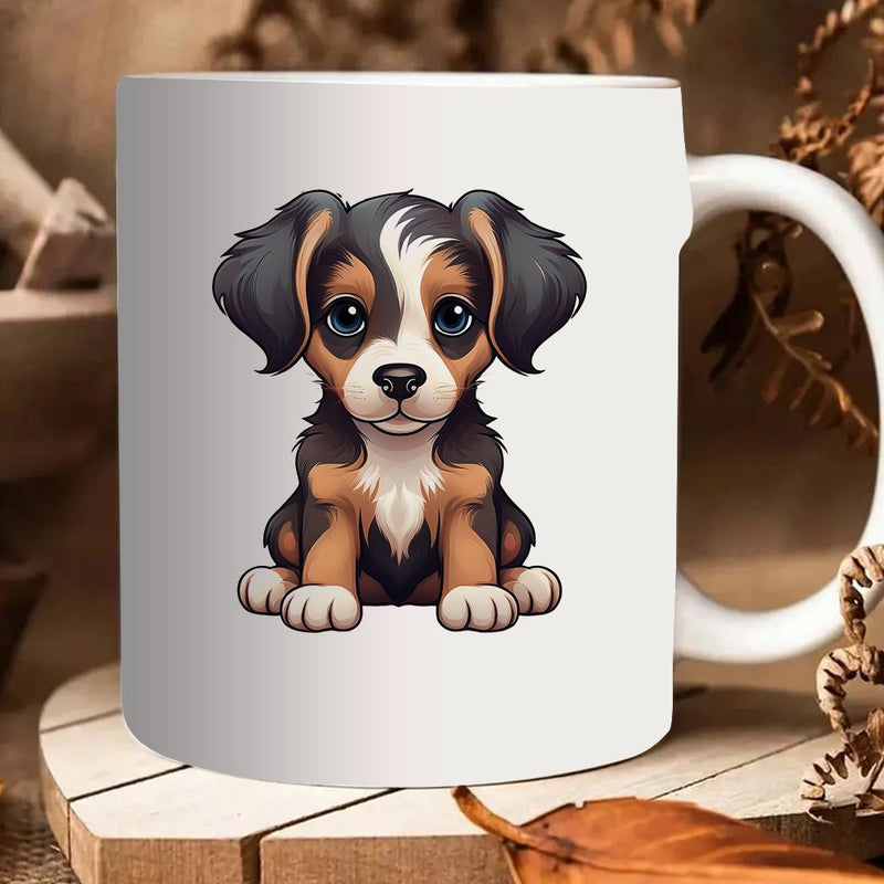Tailorly White Ceramic 11 oz Mug - puppy