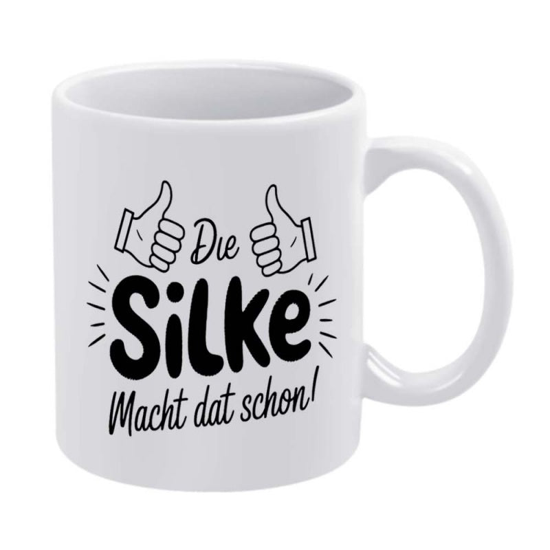Tailorly White Ceramic 11 oz Mug - thumbs slogan humorous cartoon
