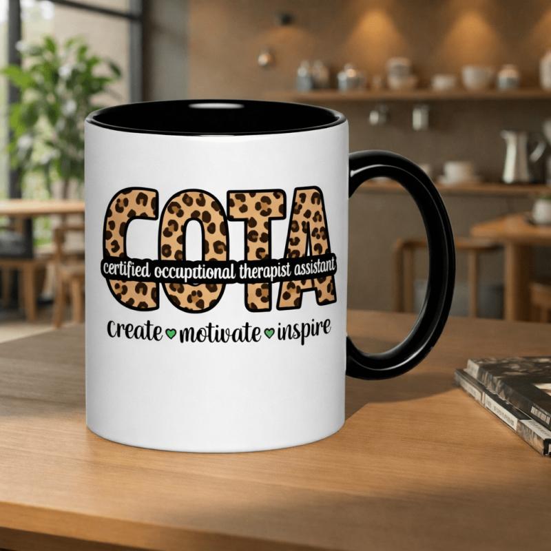 Tailorly Black Accent 11 oz Mug - certified occupational therapist assistant text