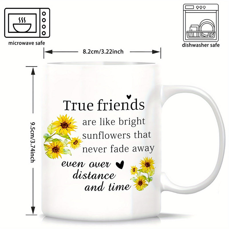 Tailorly White Ceramic 11 oz Mug - sunflower friendship