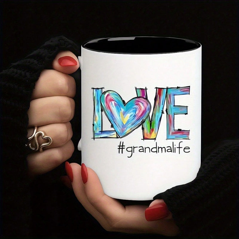 Tailorly Black Accent 11 oz Mug - grandma mug heart grandmalife design