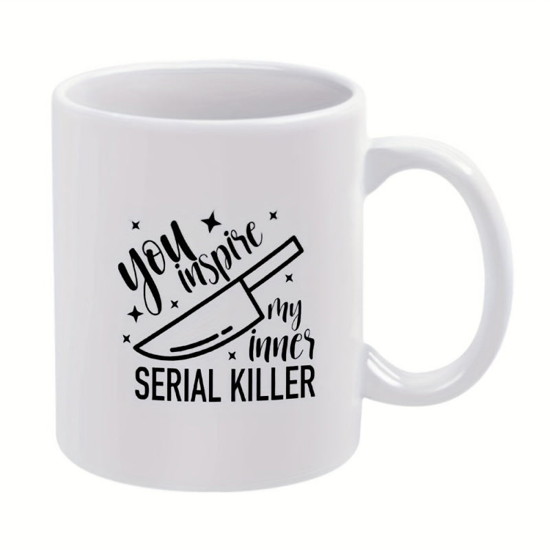 Tailorly White Ceramic 11 oz Mug - knife text stars