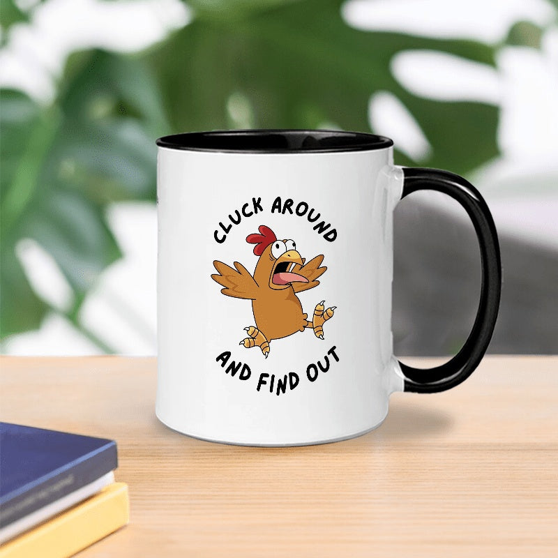 Tailorly Black Accent 11 oz Mug - funny chicken pattern