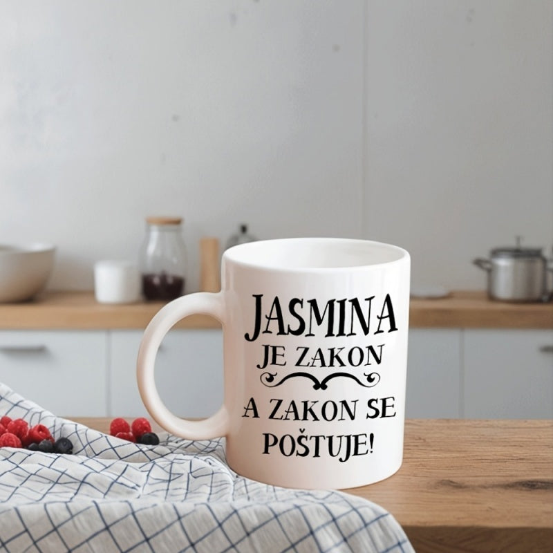Tailorly White Ceramic 11 oz Mug - cake-themed design