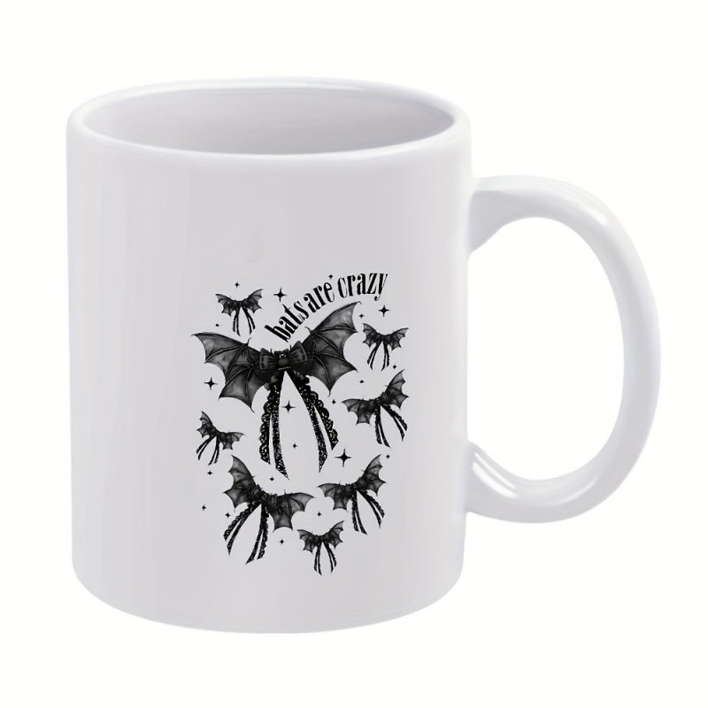 Tailorly White Ceramic 11 oz Mug - bats and bows