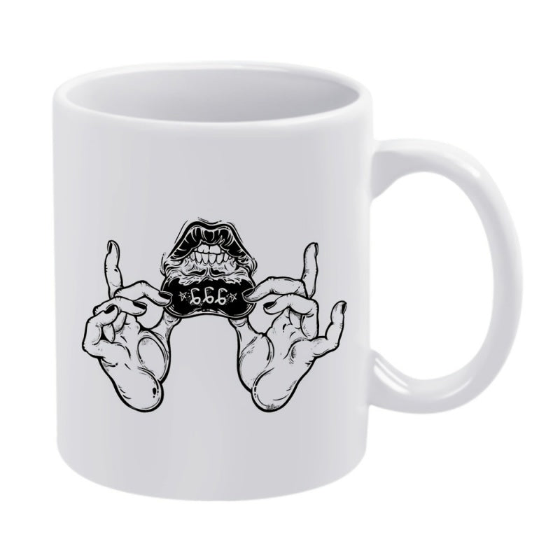 Tailorly White Ceramic 11 oz Mug - 666 fingers