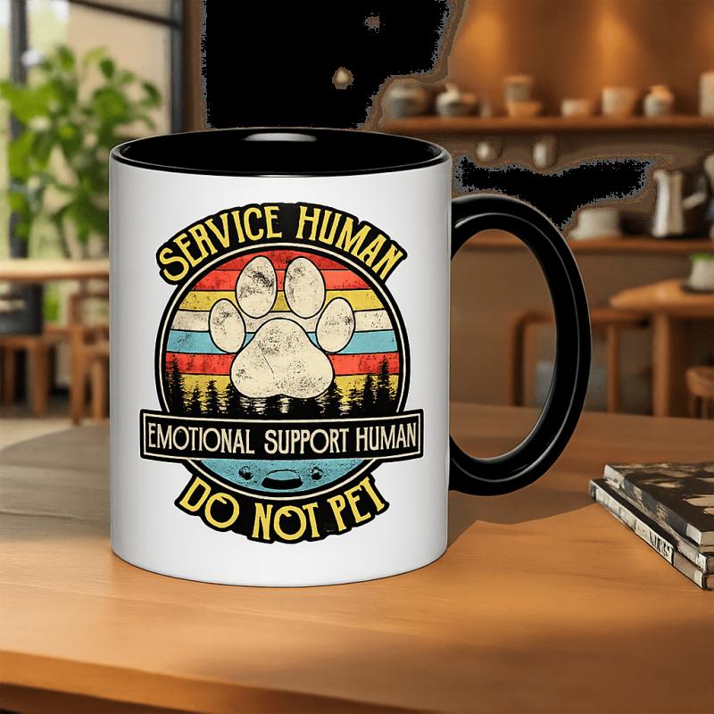 Tailorly Black Accent 11 oz Mug - emotional service animal do not pet text