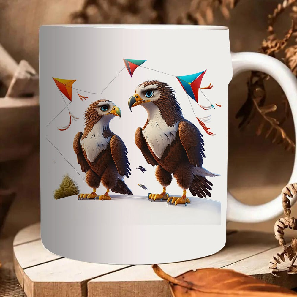 Tailorly White Ceramic 11 oz Mug - couple with colorful kites