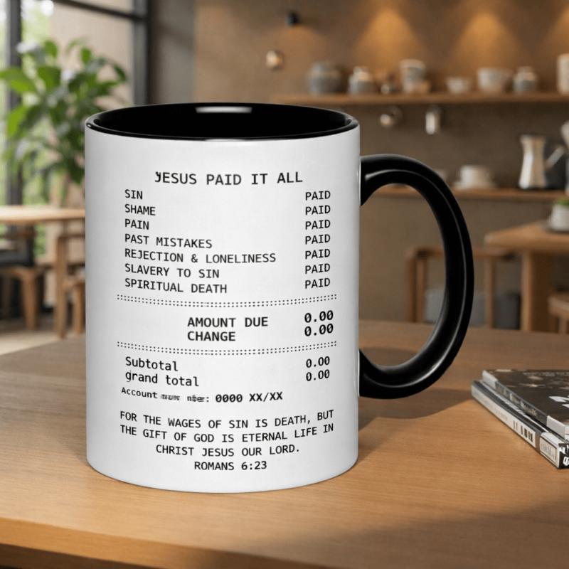 Tailorly Black Accent 11 oz Mug - 11oz paid ceramic mug durable dishwasher microwave safe vintage retro print full wrap design anti slip
