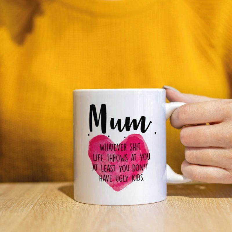 Tailorly White Ceramic 11 oz Mug - humorous text "you dont have ugly"