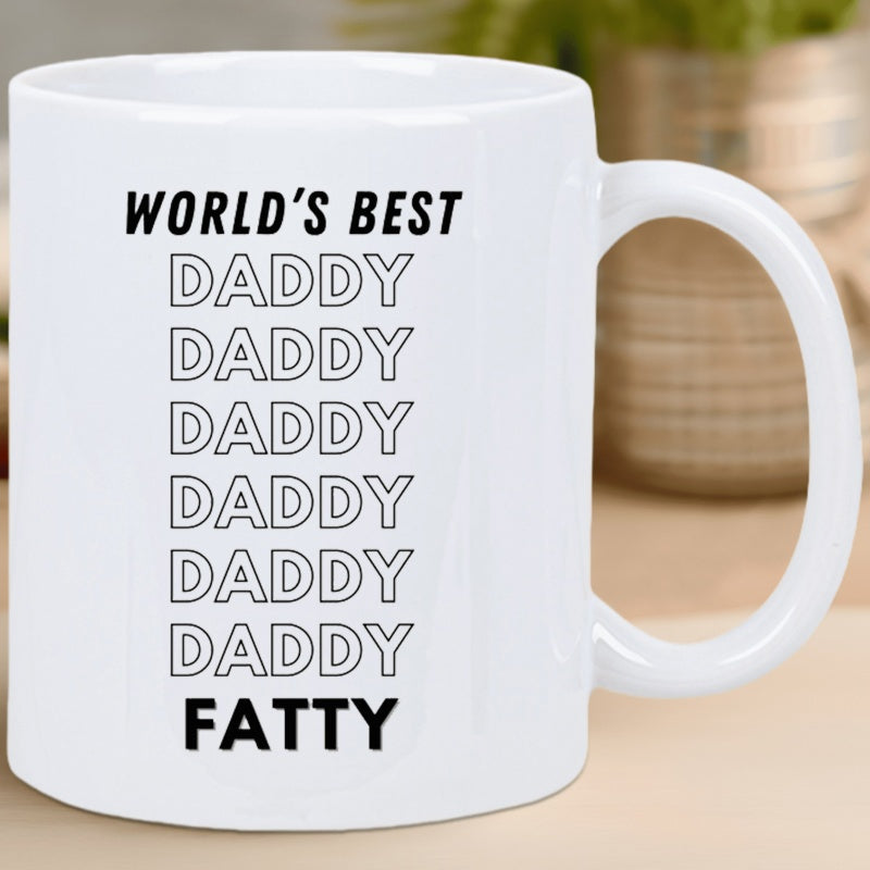 Tailorly White Ceramic 11 oz Mug - worlds best daddy black lettering