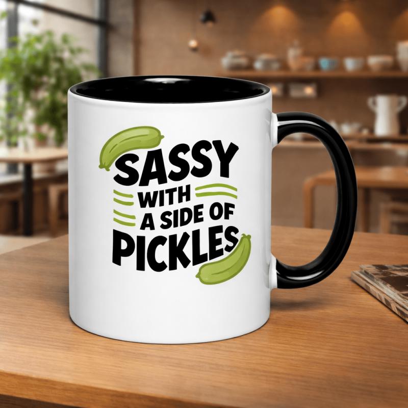 Tailorly Black Accent 11 oz Mug - a humorous gift for pickle enthusiasts with a gradient color scheme