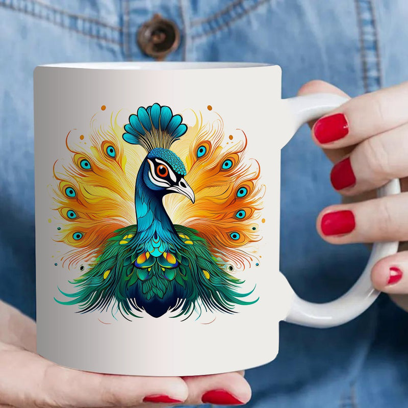Tailorly White Ceramic 11 oz Mug - vibrant artistic pattern