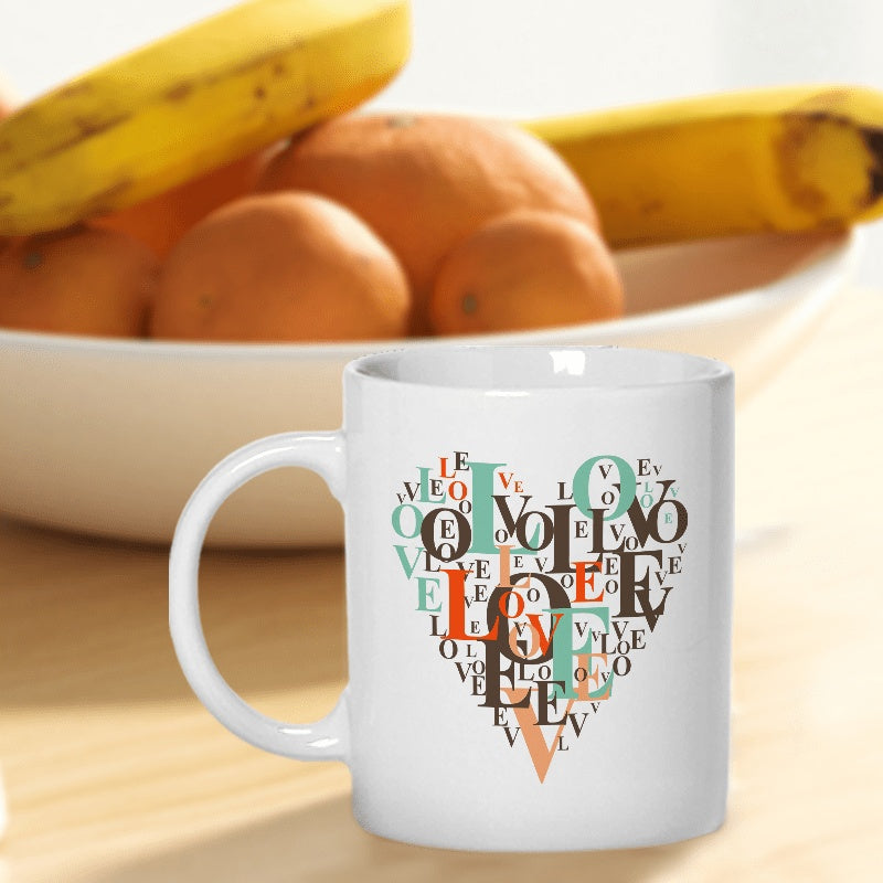 Tailorly White Ceramic 11 oz Mug - love