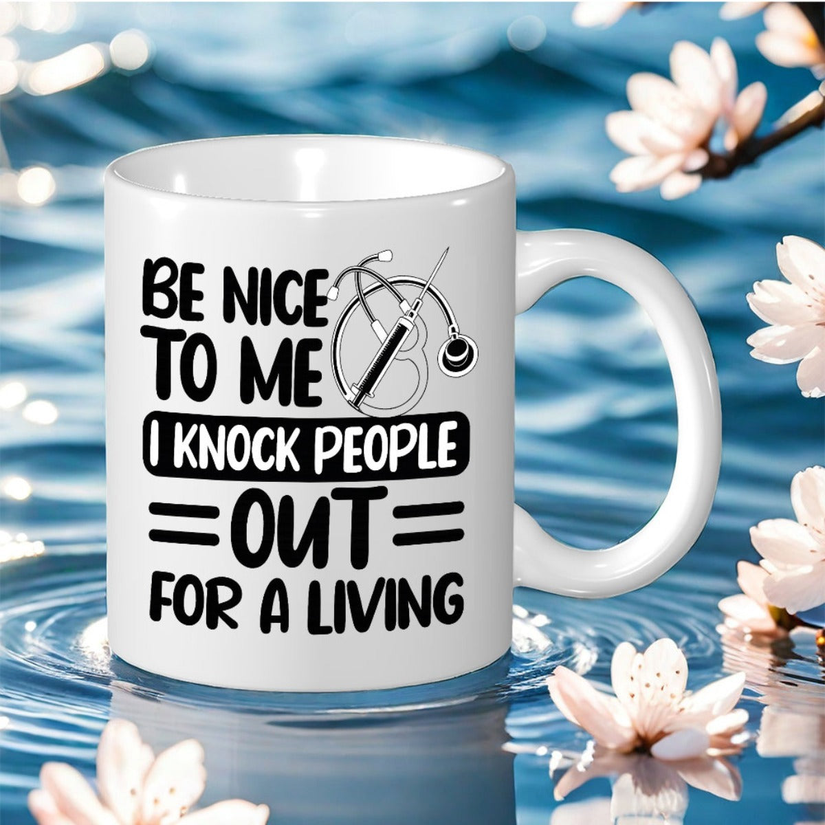Tailorly White Ceramic 11 oz Mug - humorous quote "nice to for"