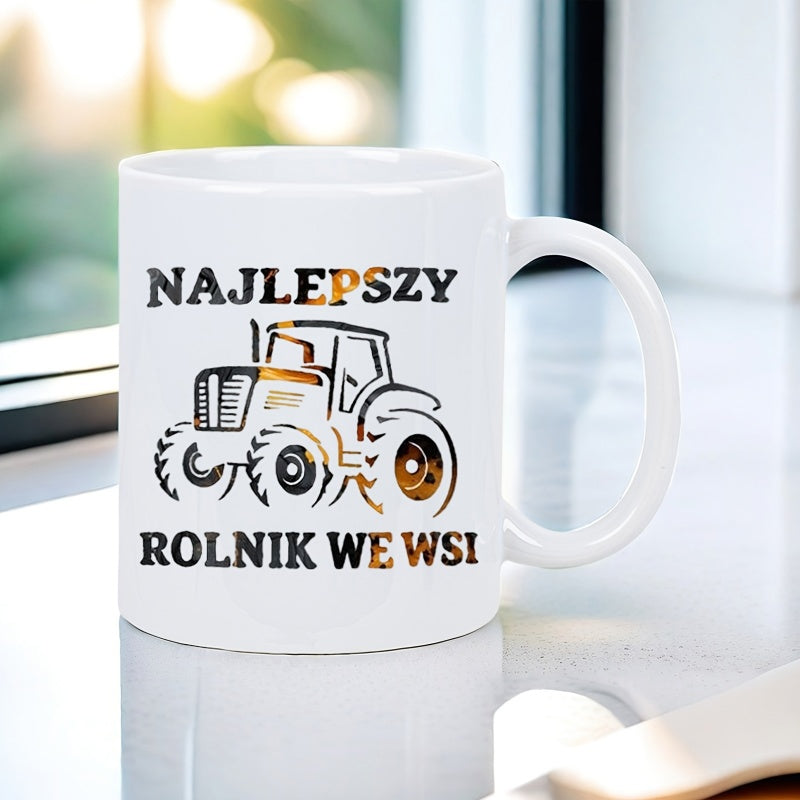 Tailorly White Ceramic 11 oz Mug - farm fresh fun tractor