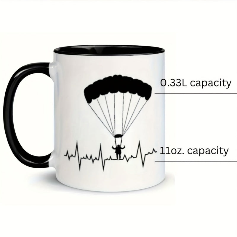 Tailorly Black Accent 11 oz Mug - parachute heartbeat