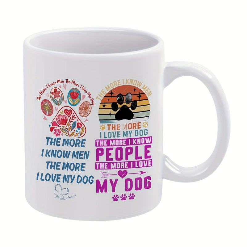 Tailorly White Ceramic 11 oz Mug - paws， flowers， sunset