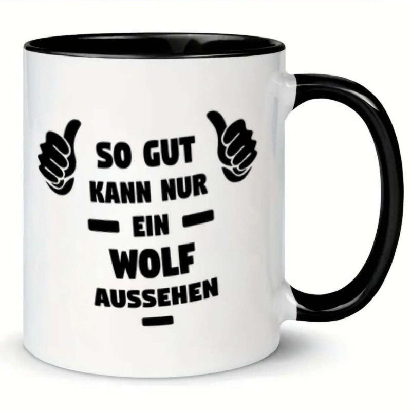 Tailorly Black Accent 11 oz Mug - german thumbs wolf
