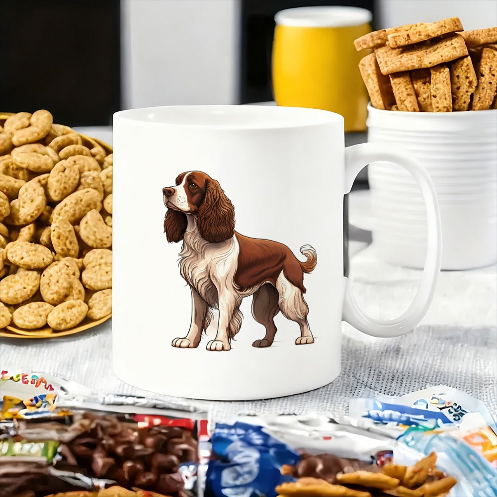 Tailorly White Ceramic 11 oz Mug - cute coffee cup with coffee bean pattern