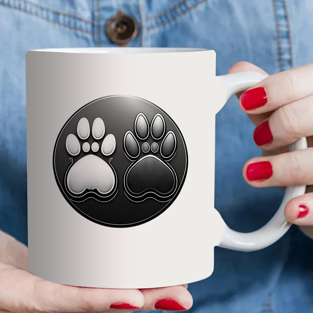 Tailorly White Ceramic 11 oz Mug - paw print