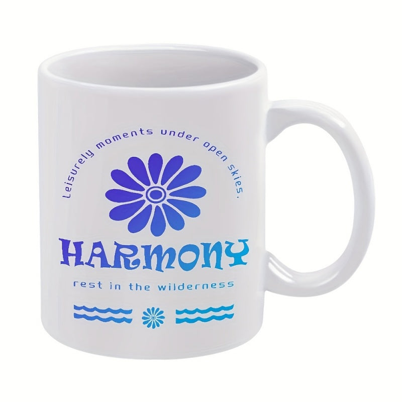 Tailorly White Ceramic 11 oz Mug - flower waves