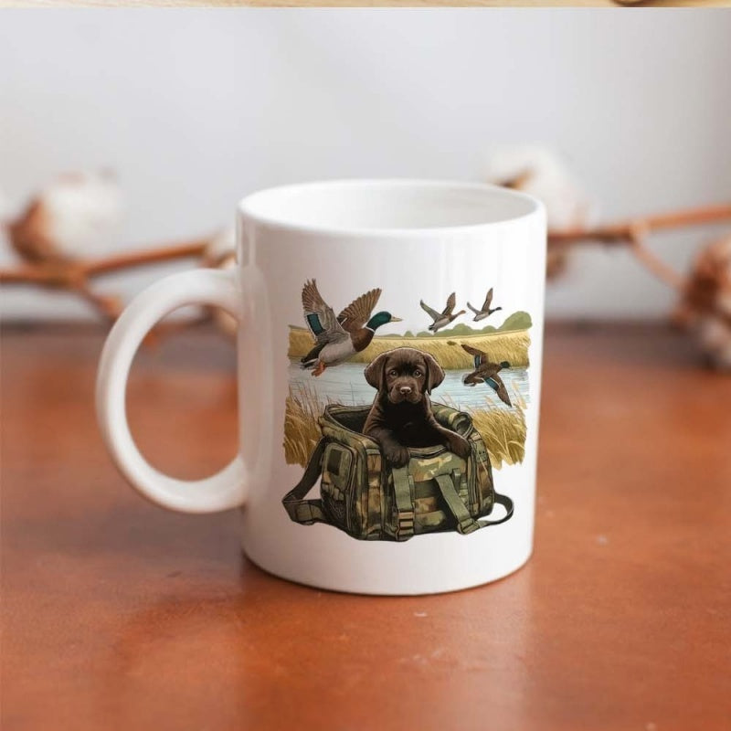 Tailorly White Ceramic 11 oz Mug - ducks hunting