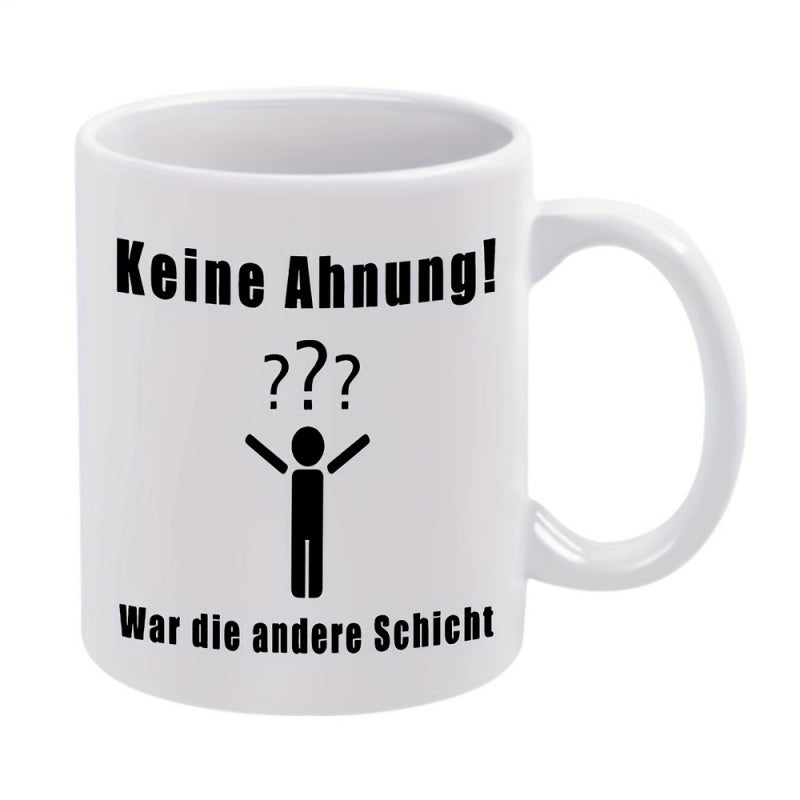 Tailorly White Ceramic 11 oz Mug - question stickman shrug