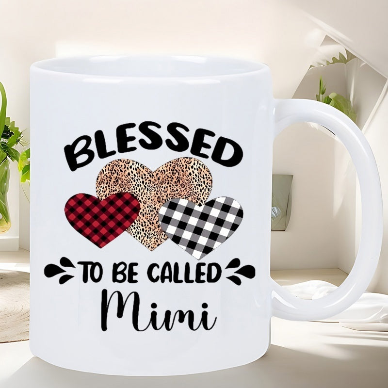 Tailorly White Ceramic 11 oz Mug - blessed to be， heart paw print