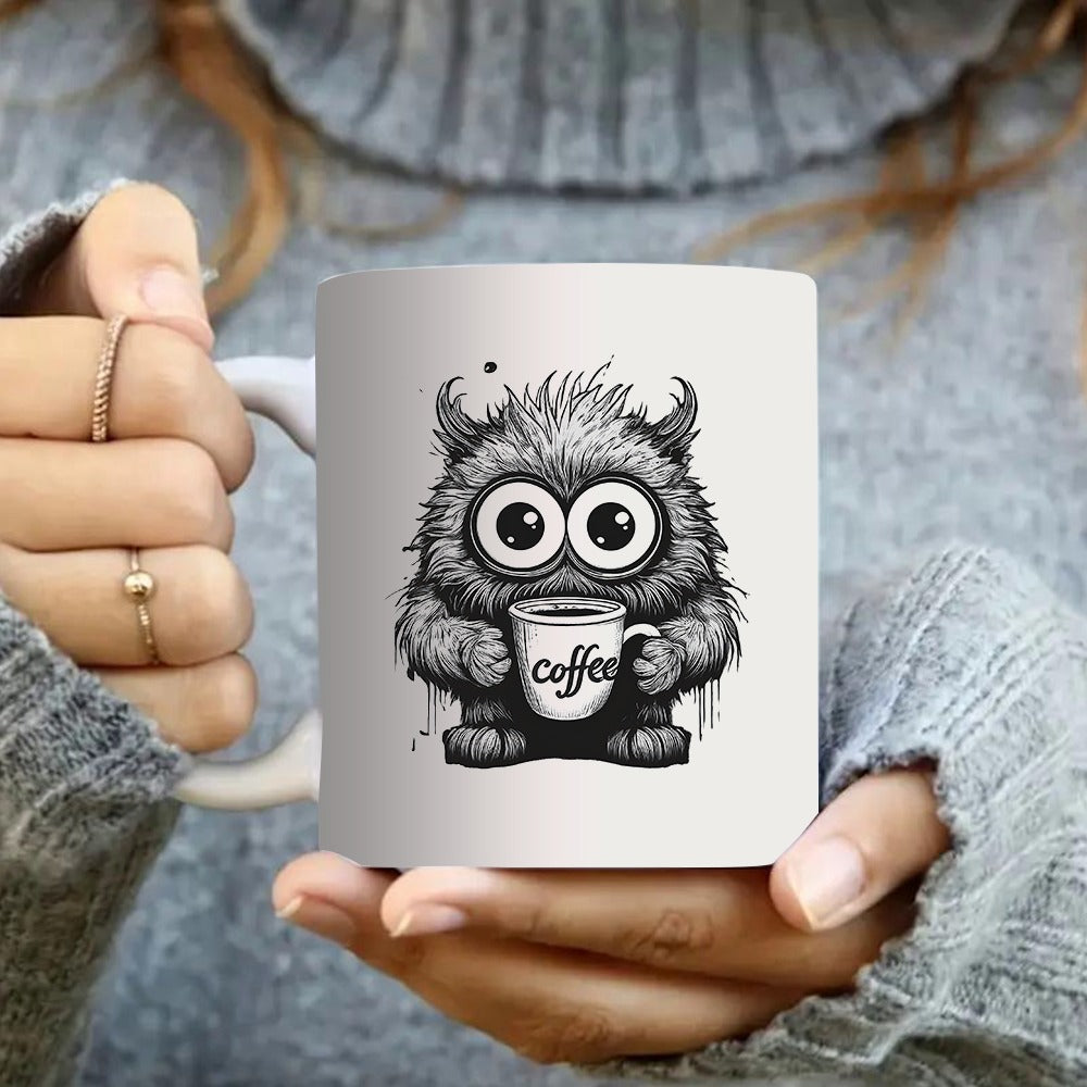 Tailorly White Ceramic 11 oz Mug - a single cute monster