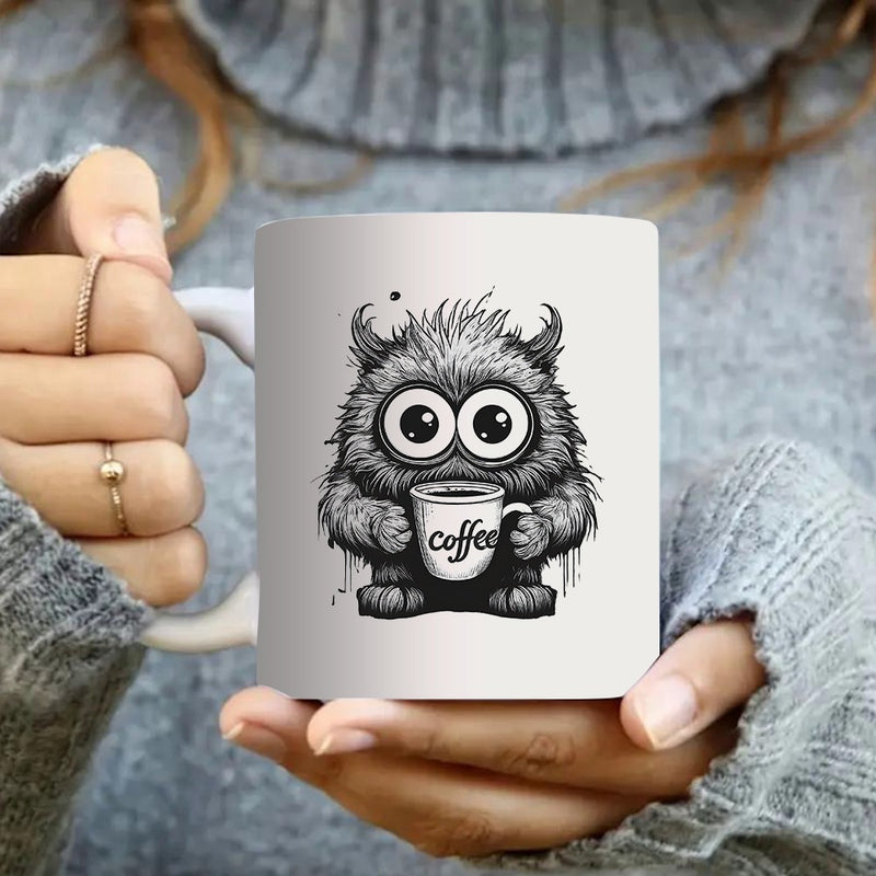 Tailorly White Ceramic 11 oz Mug - a single cute monster