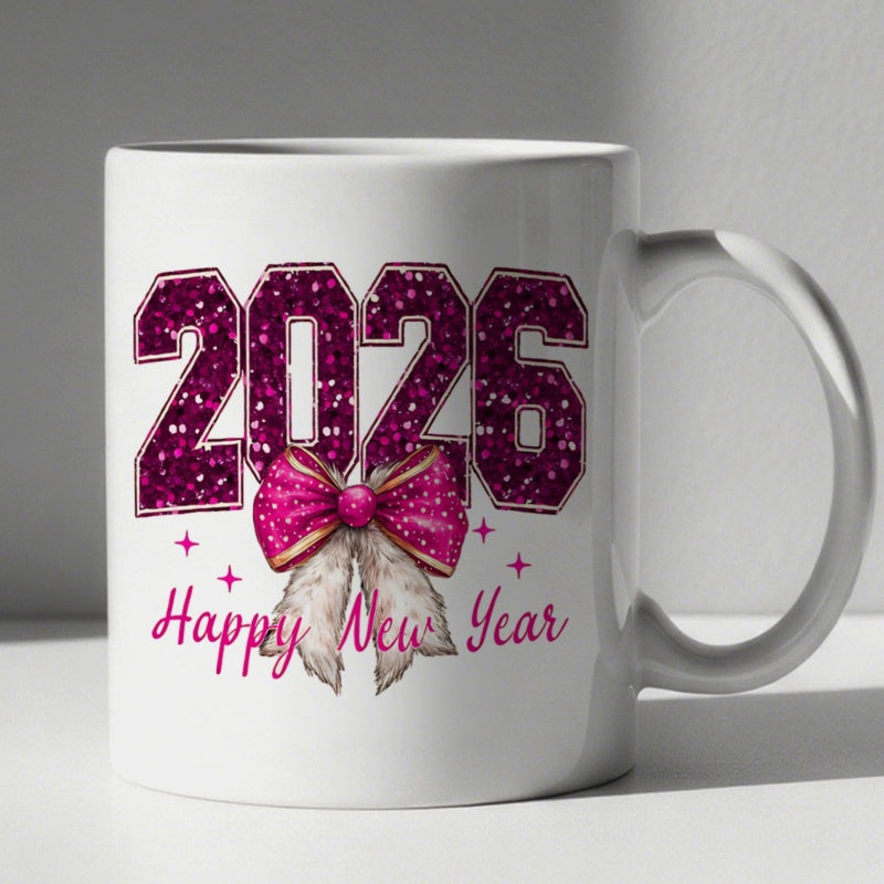 Tailorly White Ceramic 11 oz Mug - glittery pink and purple sparkling stars