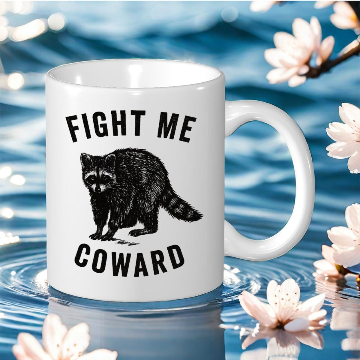 Tailorly White Ceramic 11 oz Mug - raccoon