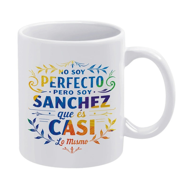 Tailorly White Ceramic 11 oz Mug - multicolored text