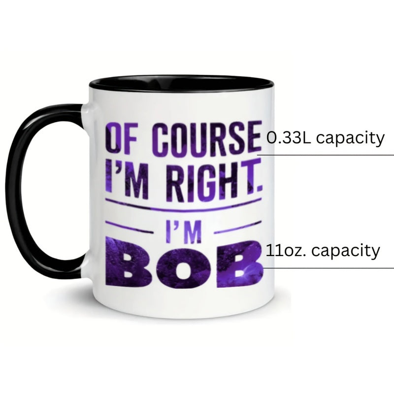 Tailorly Black Accent 11 oz Mug - text purple bob