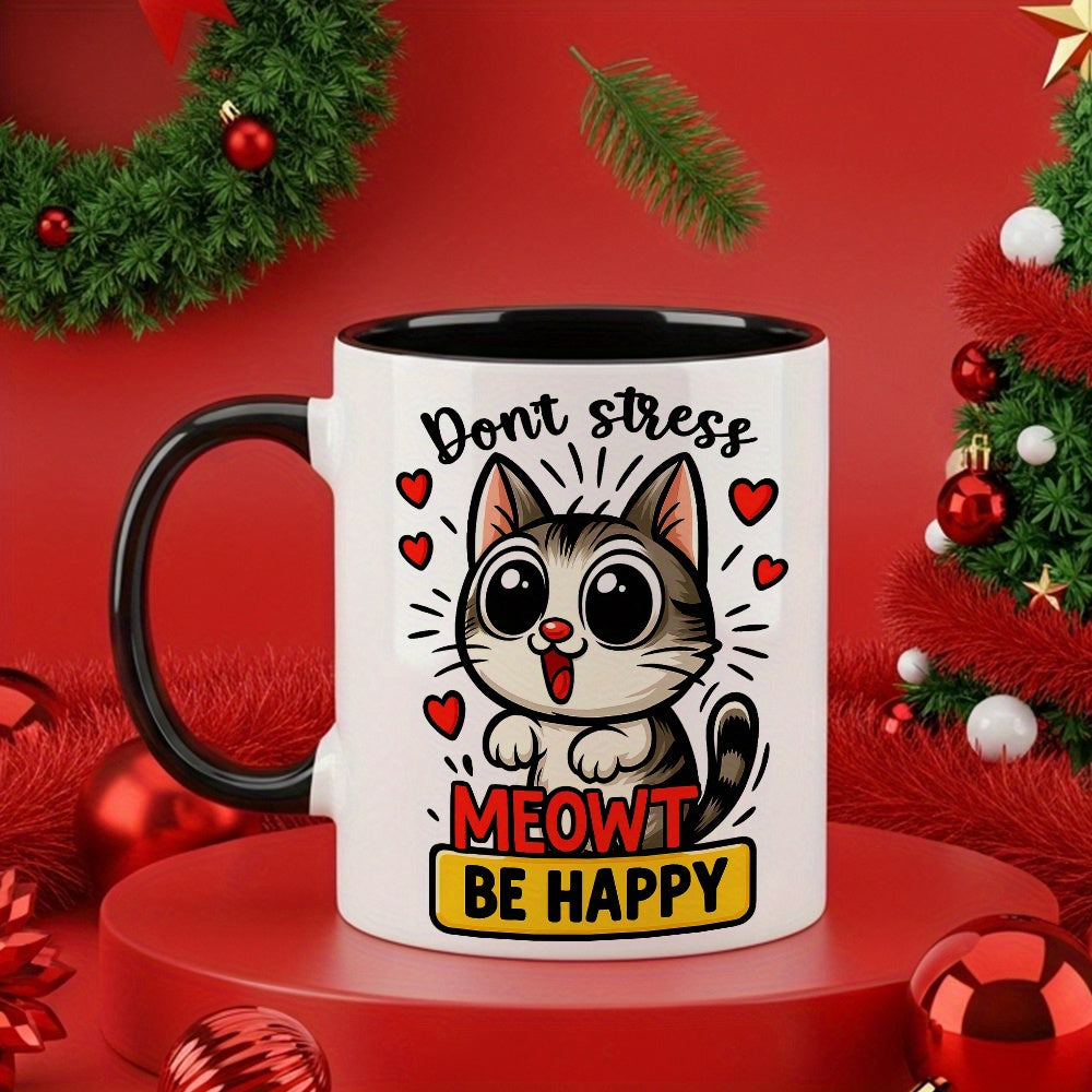 Tailorly Black Accent 11 oz Mug - black and white cartoon coffee enthusiasts and pet lovers
