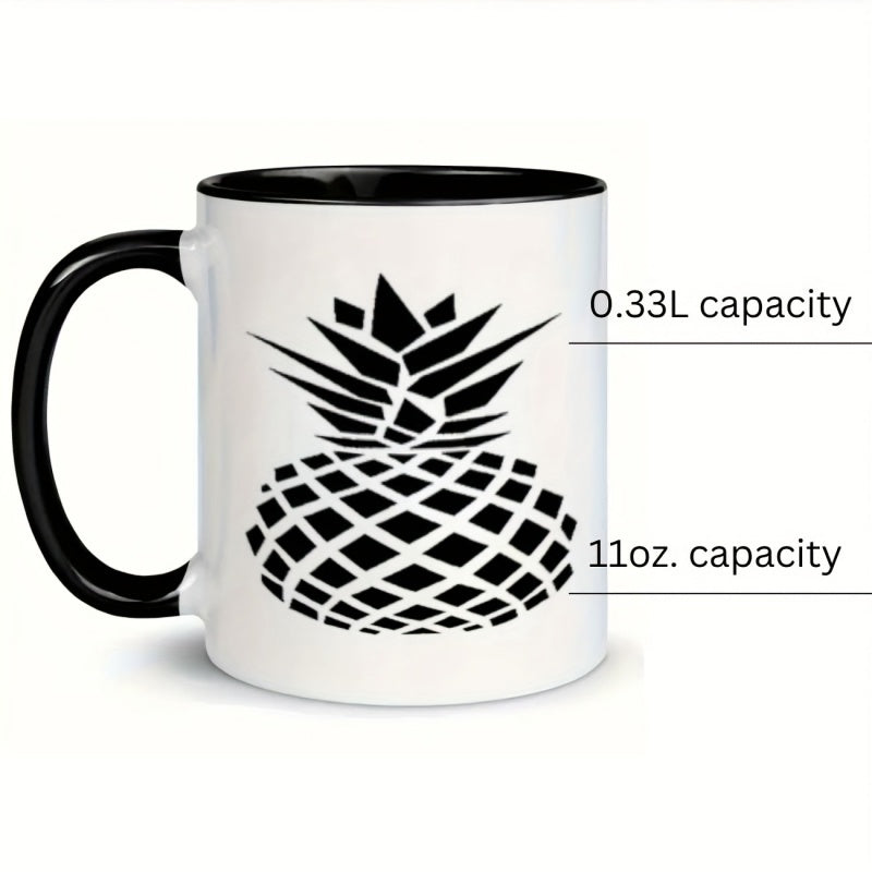 Tailorly Black Accent 11 oz Mug - silhouette of a pineapple