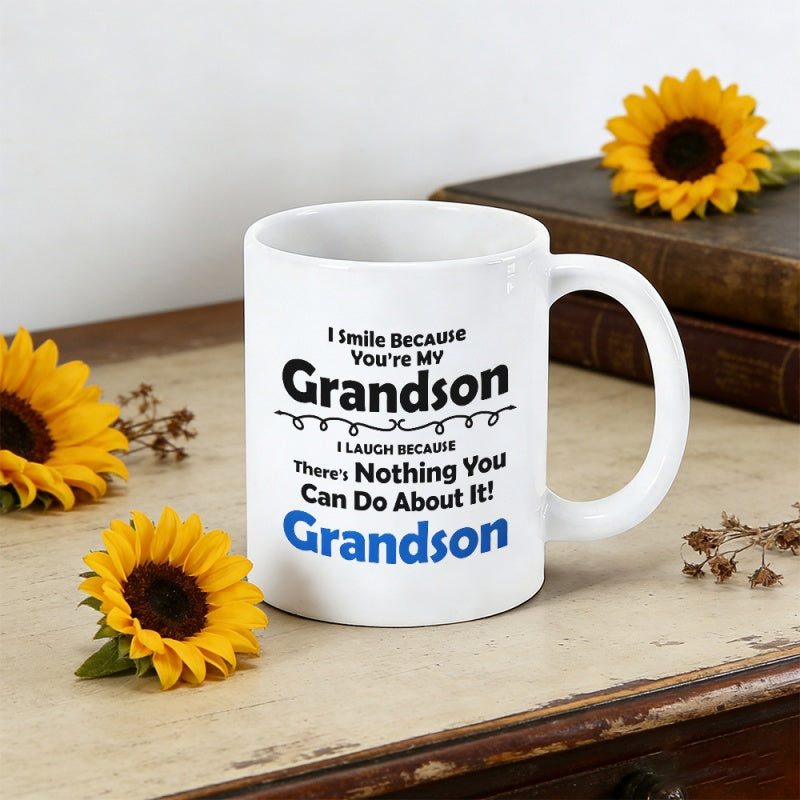 Tailorly White Ceramic 11 oz Mug - home or golf humorous to my grandson text