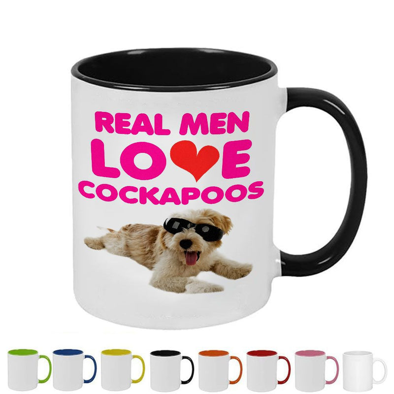 Tailorly Black Accent 11 oz Mug - real men love cockapoos