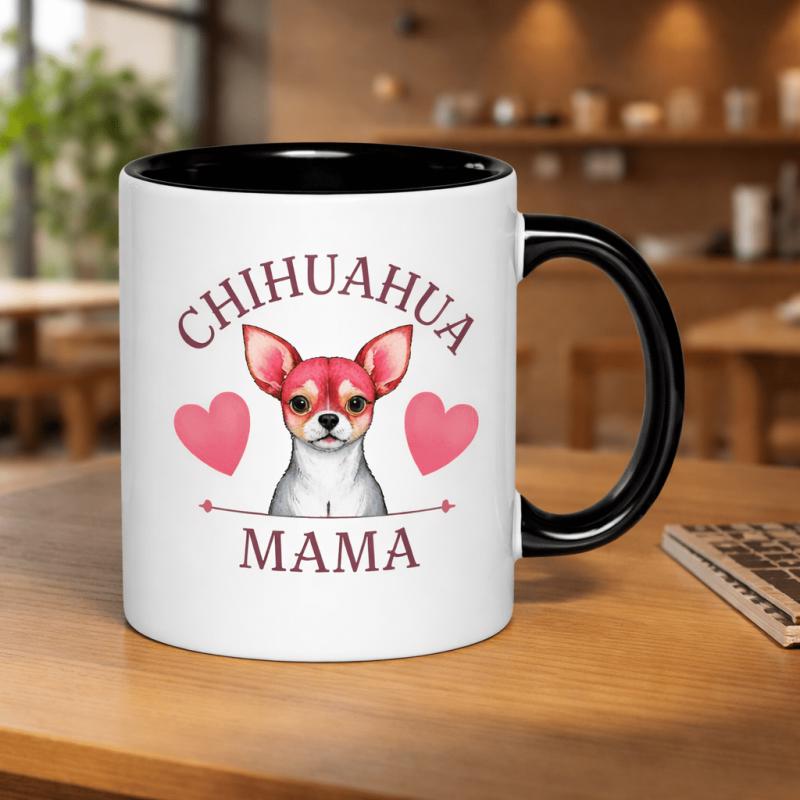 Tailorly Black Accent 11 oz Mug - chihuahua dog illustration