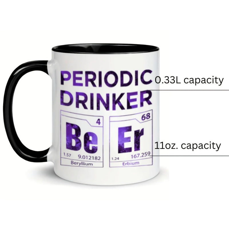 Tailorly Black Accent 11 oz Mug - humorous beer mug with periodic table elements