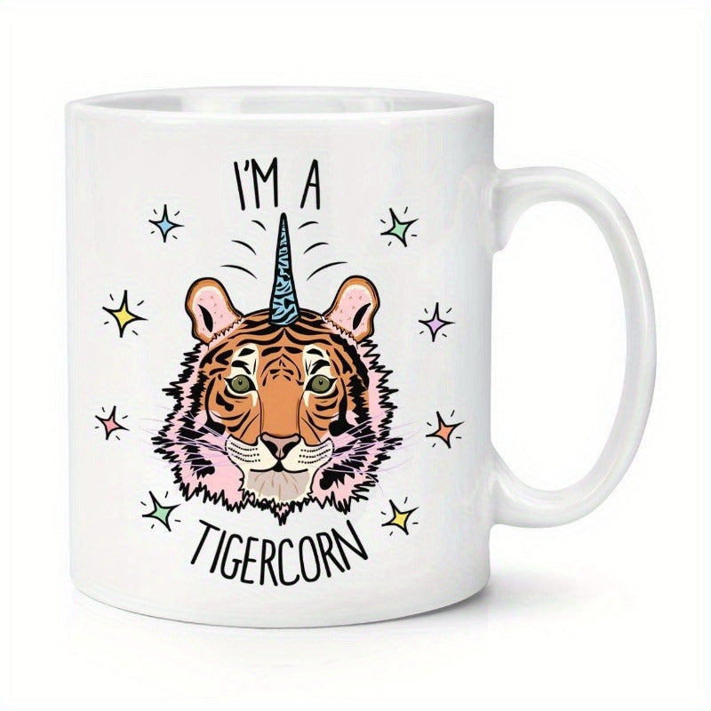 Tailorly White Ceramic 11 oz Mug - i'm a tiger horn