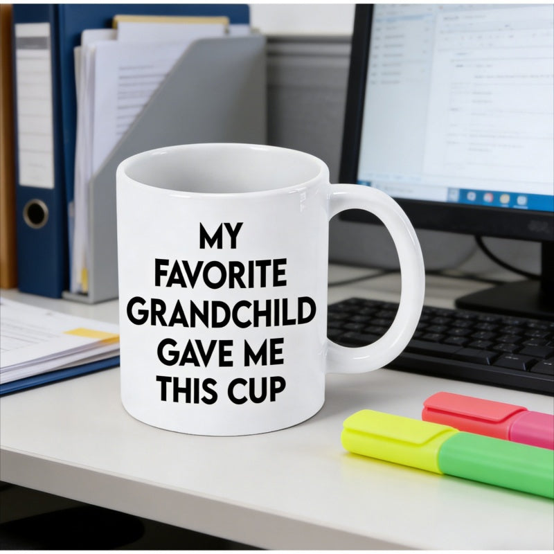 Tailorly White Ceramic 11 oz Mug - 1pc home or golf 11oz grandchild reusable cup suitable for tea hot beverages hand wash only