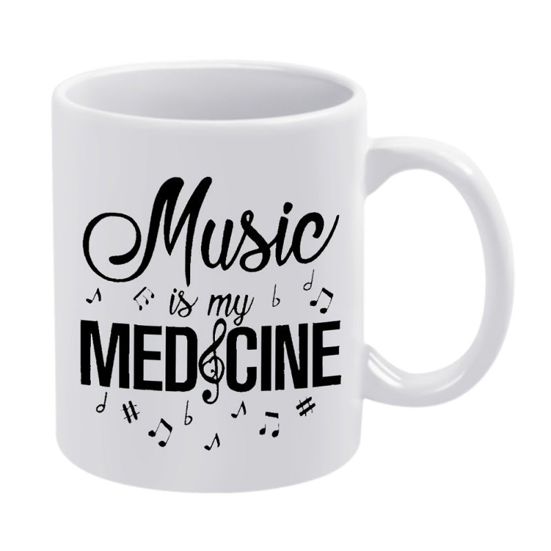 Tailorly White Ceramic 11 oz Mug - music notes text