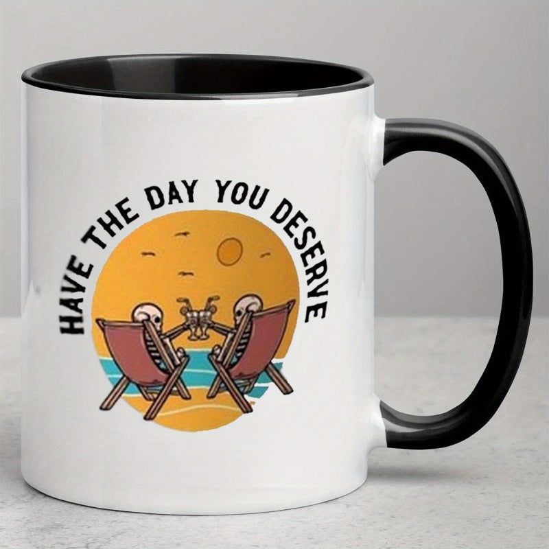 Tailorly Black Accent 11 oz Mug - 1pc 11oz funny christmas gift mug ceramic novelty mug stylish design dishwasher wash only reusable insulated ideal