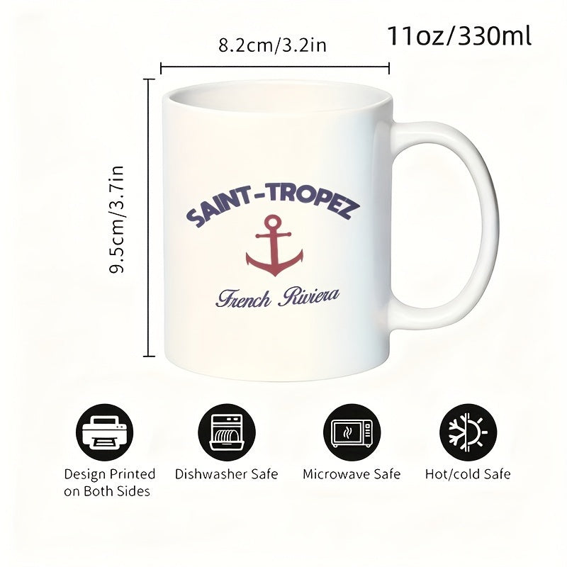 Tailorly White Ceramic 11 oz Mug - minimalist french text